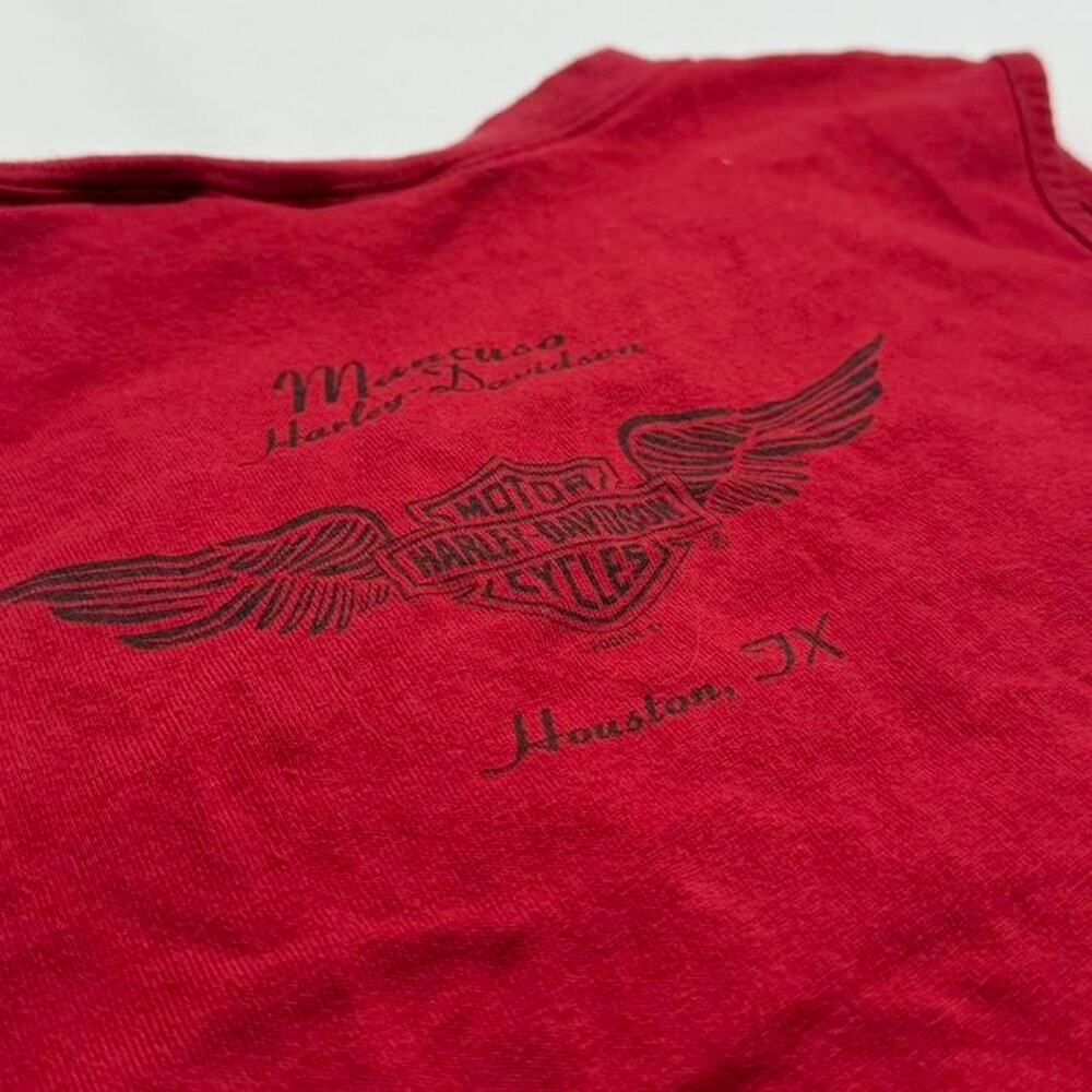 Harley Davidson red tank top lace up front and back graphic Size L grunge alt - Picture 6 of 6